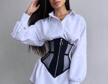 Приталена сорочка + корсет з блискавкою  Приталена сорочка + корсет з блискавкою  | PUSHKA SHOP