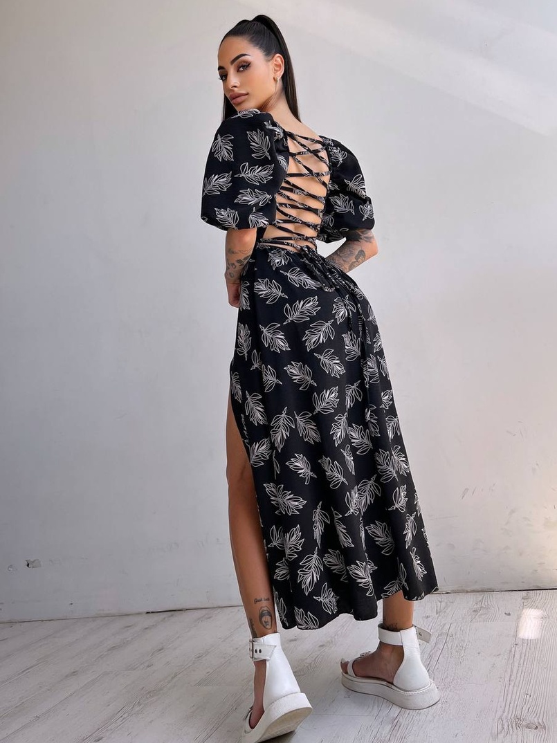 Улюблена сукня міді зі шнурівкою на спинці в нових кольорах Улюблена сукня міді зі шнурівкою на спинці в нових кольорах | PUSHKA SHOP