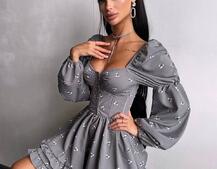 Сукня з квітковим принтом з воланами на ґудзиках  | PUSHKA SHOP