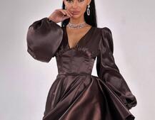 Атласна корсетна сукня  з пишною подвійною спідницею  Атласна корсетна сукня  з пишною подвійною спідницею  | PUSHKA SHOP