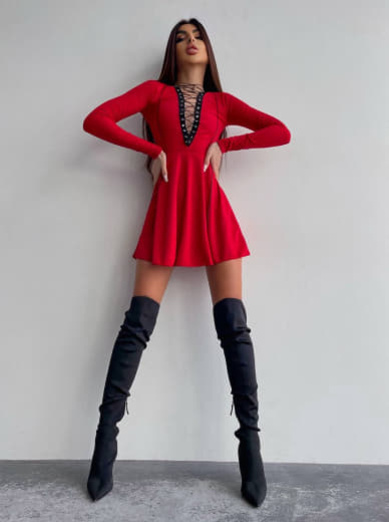 Сукня міні зі шнурівкою  Сукня міні зі шнурівкою  | PUSHKA SHOP