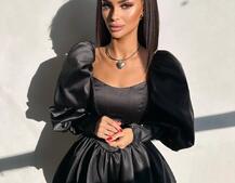 Сукня з обʼємними рукавами та спідницею балоном  Сукня з обʼємними рукавами та спідницею балоном  | PUSHKA SHOP