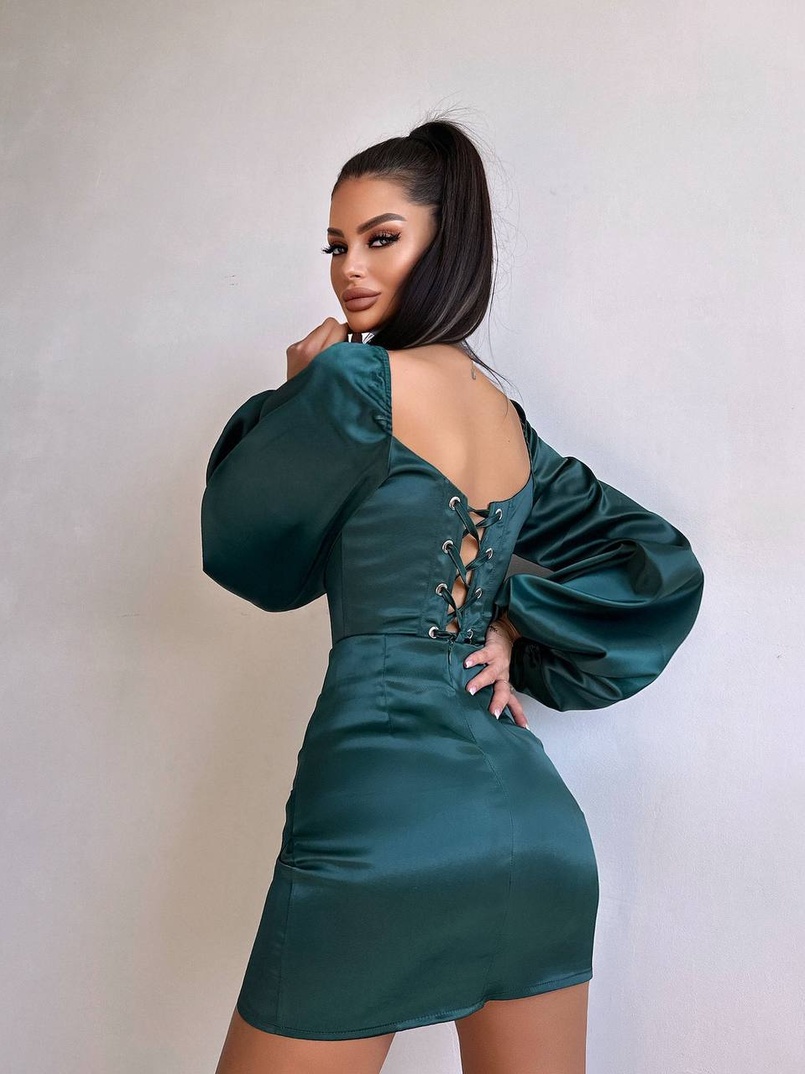 Атласний  комплект: корсет + спідниця з драпіруванням | PUSHKA SHOP