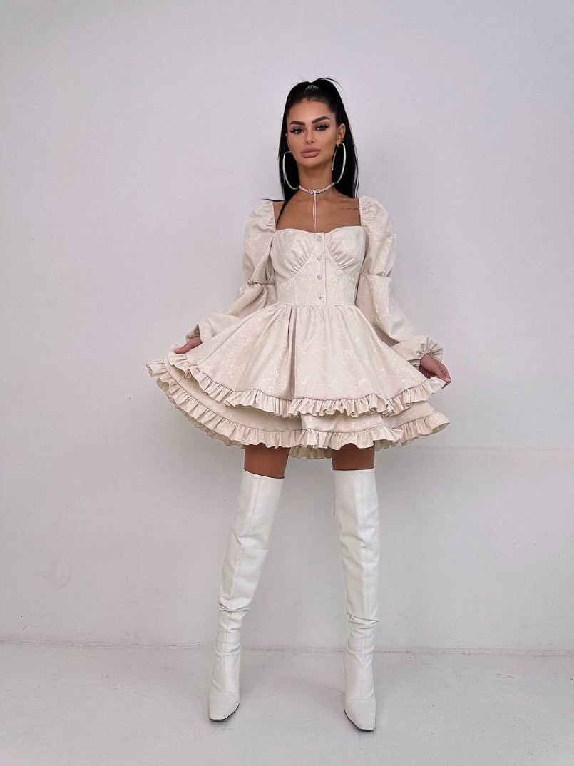 Корсетна сукня  з пишною подвійною спідницею та рюшами  Корсетна сукня  з пишною подвійною спідницею та рюшами  | PUSHKA SHOP