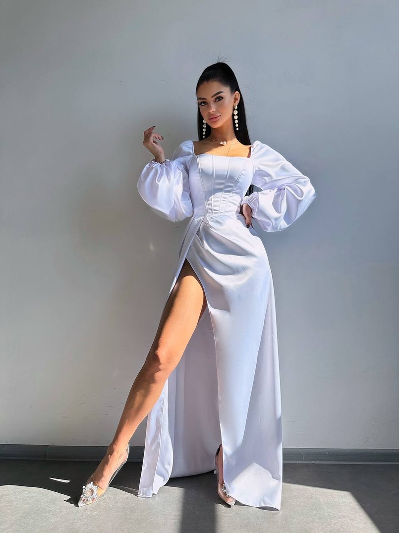 Атласний комплект: корсет + спідниця максі з драпіруванням Атласний комплект: корсет + спідниця максі з драпіруванням | PUSHKA SHOP