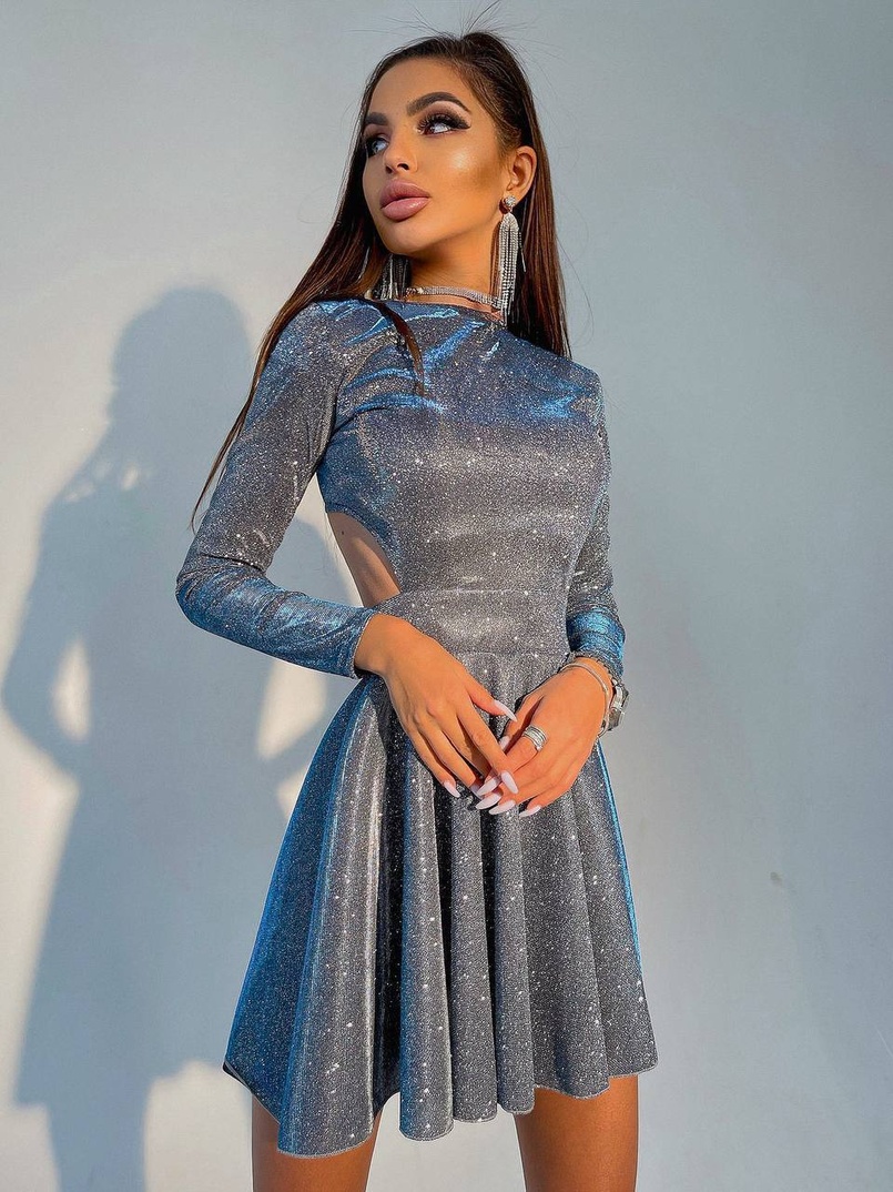 Блискуча сукня міні з відкритою спиною  Блискуча сукня міні з відкритою спиною  | PUSHKA SHOP