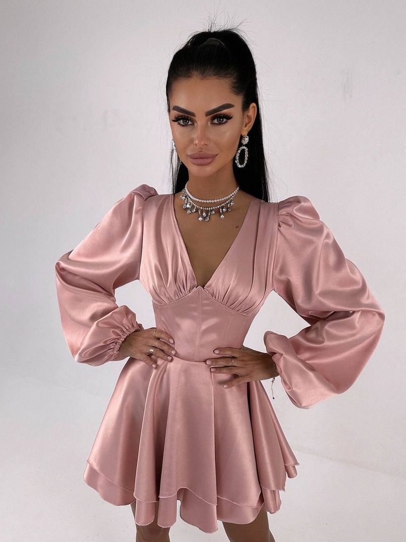 Атласна корсетна сукня  з пишною подвійною спідницею  | PUSHKA SHOP