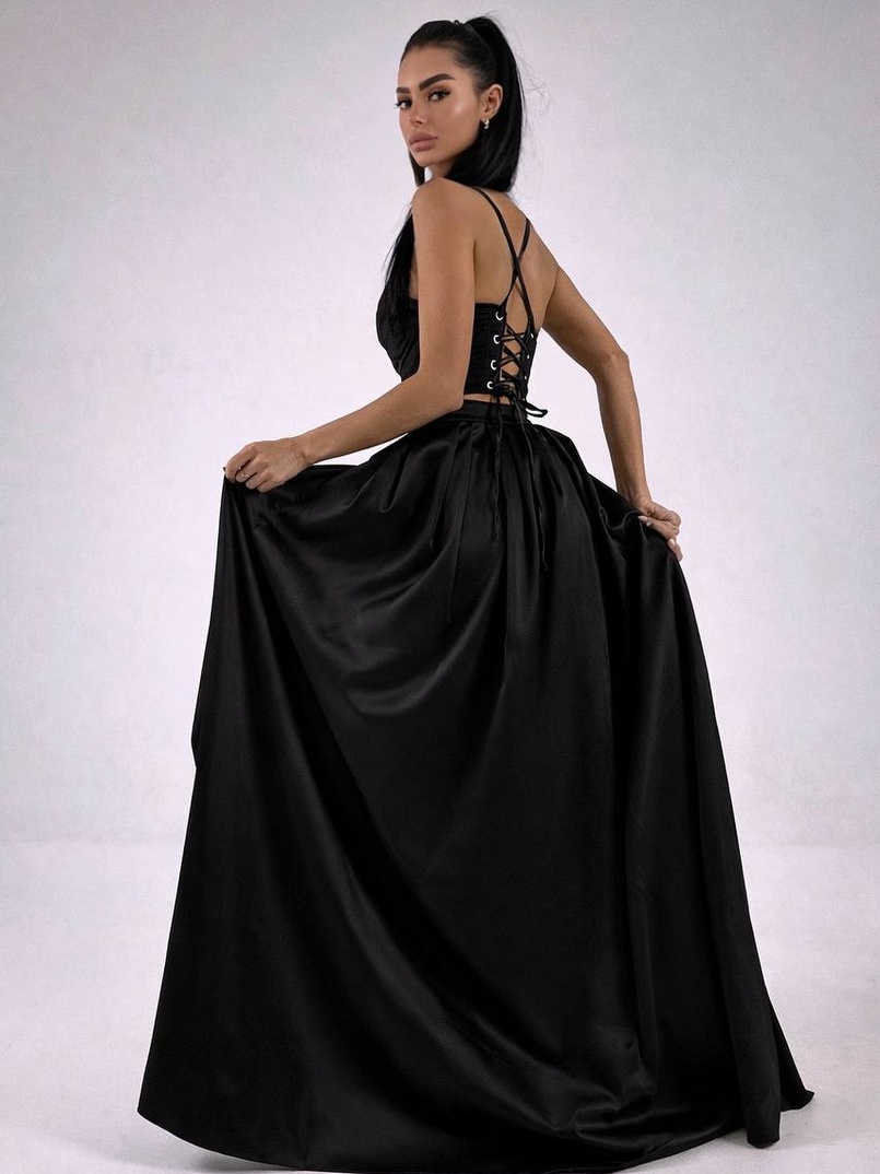 Атласний комплект: корсет + спідниця максі Атласний комплект: корсет + спідниця максі | PUSHKA SHOP