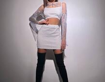 Комплект: топ + спідниця із сіткою зі стразами  Комплект: топ + спідниця із сіткою зі стразами  | PUSHKA SHOP