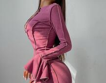 Трикотажное платье с контрастными элементами и шнуровкой  | PUSHKA SHOP