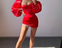 Атласний  комплект: корсет + спідниця декорована бахромою зі страз Атласний  комплект: корсет + спідниця декорована бахромою зі страз | PUSHKA SHOP