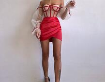 Атласний  комплект: корсет + спідниця  | PUSHKA SHOP