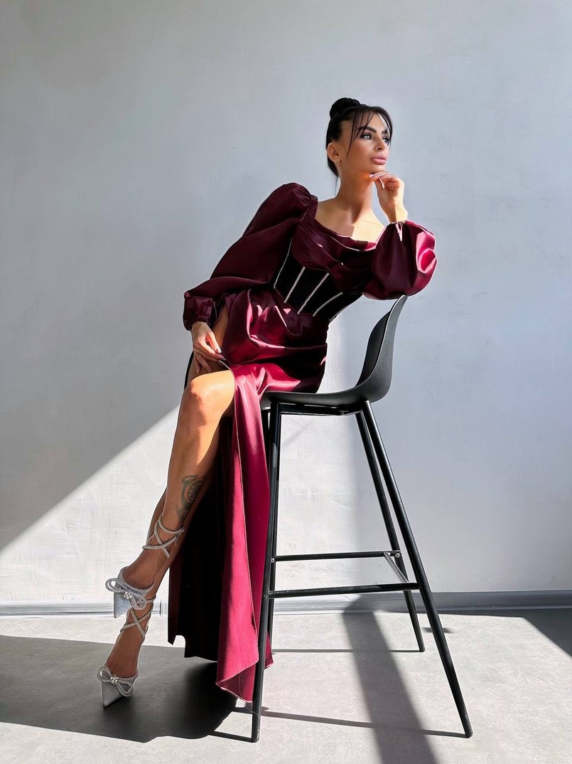 Комплект: корсет, декорований стразами   + спідниця максі з драпіруванням  Комплект: корсет, декорований стразами   + спідниця максі з драпіруванням  | PUSHKA SHOP