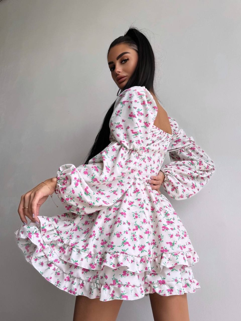 Сукня з квітковим принтом з воланами на ґудзиках  Сукня з квітковим принтом з воланами на ґудзиках  | PUSHKA SHOP