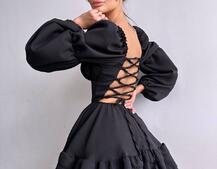 Сукня з воланами та шнурівкою  по спинці Сукня з воланами та шнурівкою  по спинці | PUSHKA SHOP