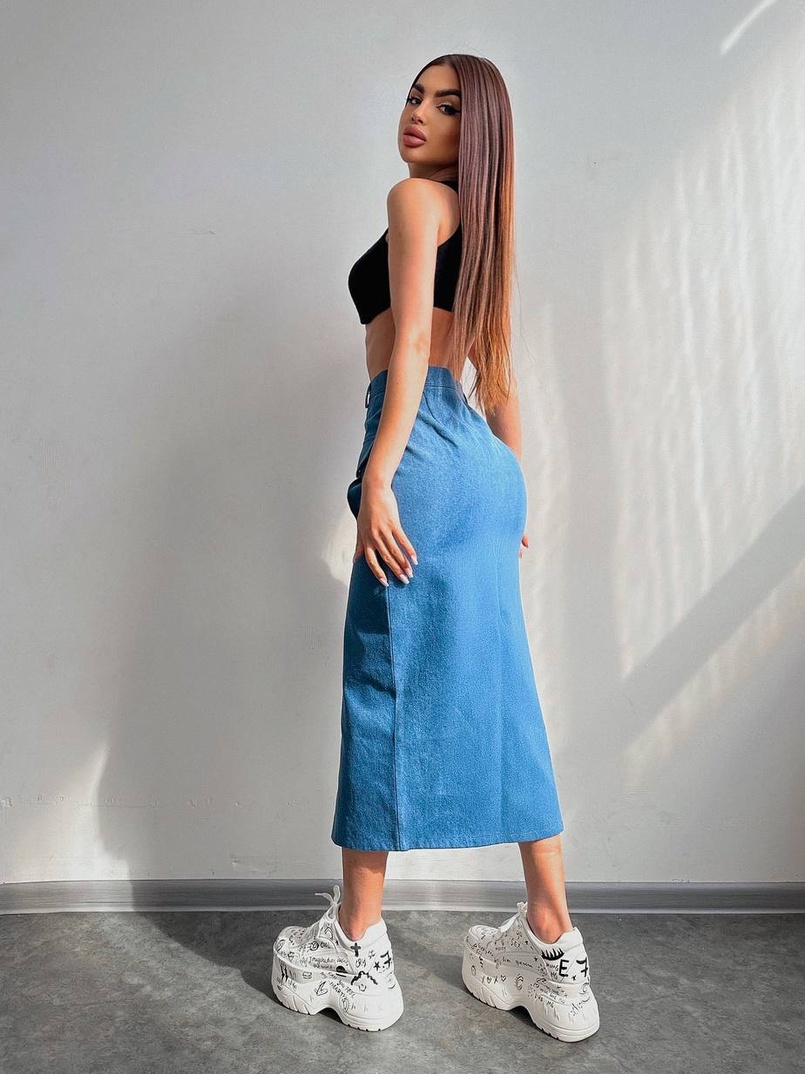 Комплект: джинсова спідниця  + топ з філіжанками  | PUSHKA SHOP