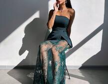 Комплект: піджак + блуза з баской + мереживна спідниця-шорти  Комплект: піджак + блуза з баской + мереживна спідниця-шорти  | PUSHKA SHOP