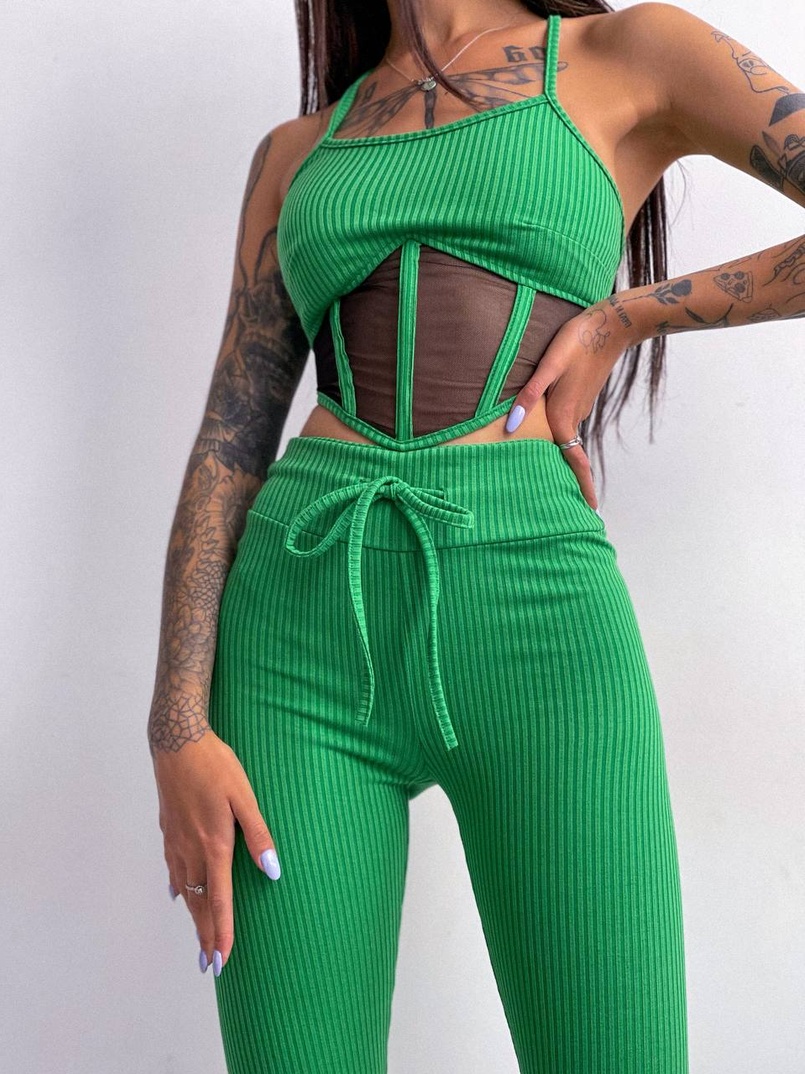 Трикотажный комплект: корсетный топ на косточках + леггинсы Трикотажный комплект: корсетный топ на косточках + леггинсы | PUSHKA SHOP