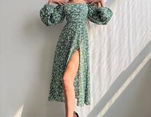 Квіткова сукня-міді зі шнурівкою на спинці та розрізом на ніжці Квіткова сукня-міді зі шнурівкою на спинці та розрізом на ніжці | PUSHKA SHOP