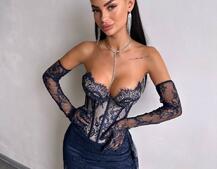 Корсетна сукня максі з рукавичками  | PUSHKA SHOP