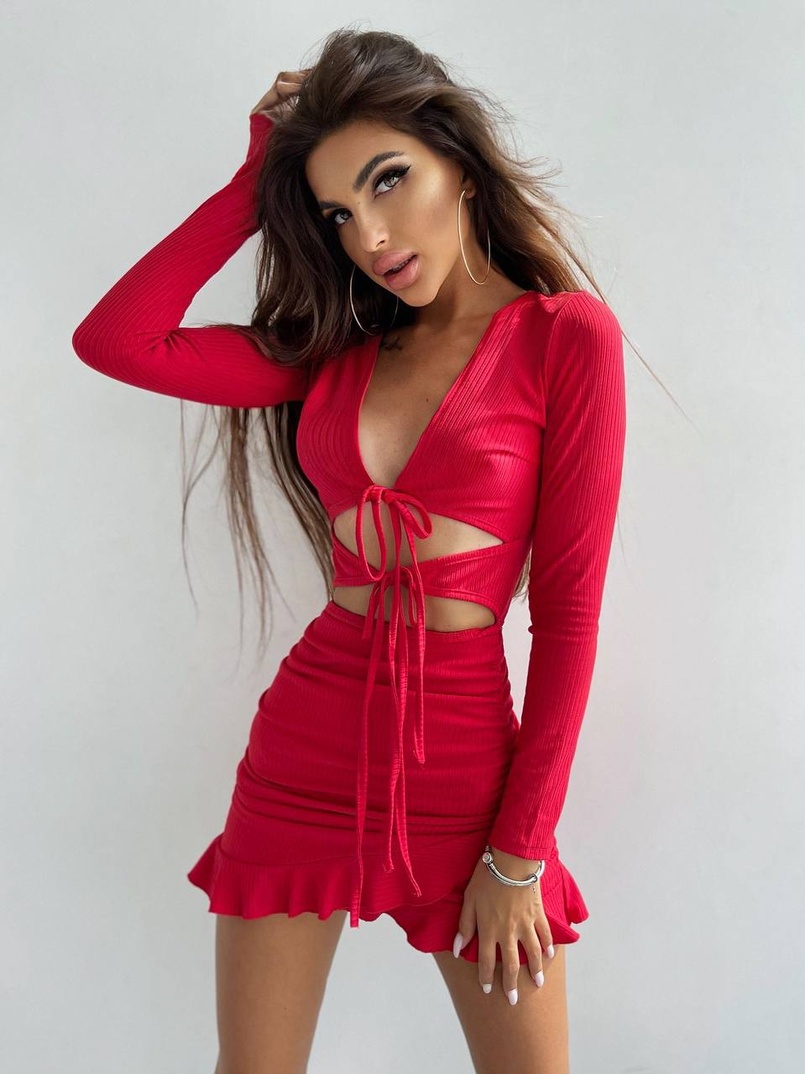 Трикотажна сукня з присбореною спідницею Трикотажна сукня з присбореною спідницею | PUSHKA SHOP