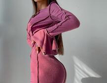 Трикотажное платье с контрастными элементами и шнуровкой  | PUSHKA SHOP