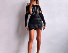 Оксамитова корсетна сукня міні, декорована стразами     Ручна робота  Оксамитова корсетна сукня міні, декорована стразами     Ручна робота  | PUSHKA SHOP