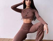 Комплект : штани кльош і топ на ґудзиках   Комплект : штани кльош і топ на ґудзиках   | PUSHKA SHOP