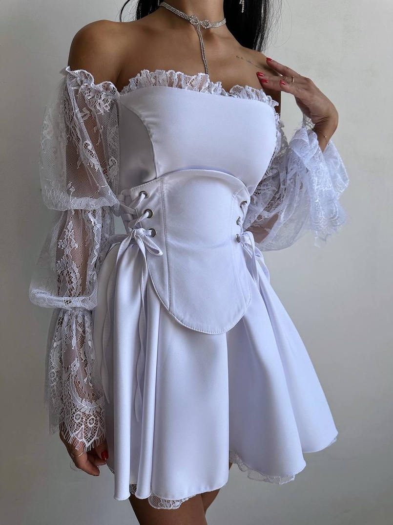 Сукня з корсетом декорована мереживом  Сукня з корсетом декорована мереживом  | PUSHKA SHOP