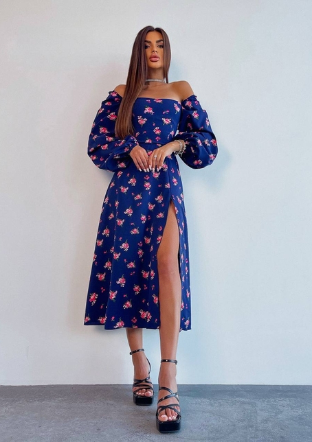 Сукня -міді зі шнурівкою на спинці та розрізом на ніжці | PUSHKA SHOP