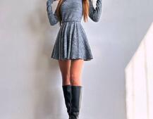 Трикотажна сукня міні із спідницею сонцем     | PUSHKA SHOP