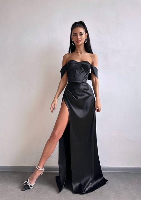 Атласний комплект: корсет бюстʼє + спідниця максі  | PUSHKA SHOP