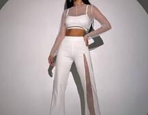 Комплект: топ + штани із сіткою зі стразами  Комплект: топ + штани із сіткою зі стразами  | PUSHKA SHOP