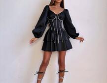 Комплект: сукня з подвійною спідницею + корсет, декорований стразами    Комплект: сукня з подвійною спідницею + корсет, декорований стразами    | PUSHKA SHOP