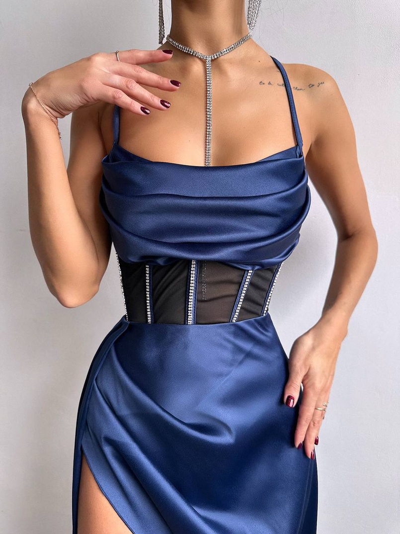 Комплект: корсет, декорований стразами + спідниця максі з драпіруванням  | PUSHKA SHOP