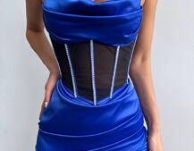 Комплект: корсет, декорований стразами + спідниця міні з драпіруванням   Комплект: корсет, декорований стразами + спідниця міні з драпіруванням   | PUSHKA SHOP