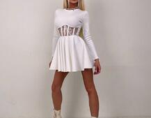 Трикотажна корсетна сукня з мереживом та пишною спідницею  Трикотажна корсетна сукня з мереживом та пишною спідницею  | PUSHKA SHOP