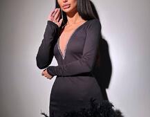 Сукні міні декорована стразами та натуральним пір‘ям Сукні міні декорована стразами та натуральним пір‘ям | PUSHKA SHOP