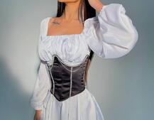 Приталена сукня з шовку  + корсет декорований стразами  Ручна робота  Приталена сукня з шовку  + корсет декорований стразами  Ручна робота  | PUSHKA SHOP