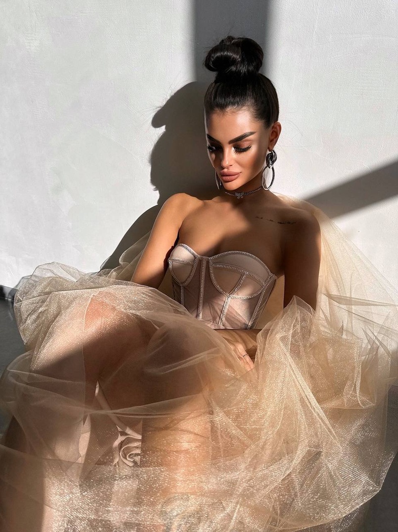 Комплект: корсет бюстьє декорований стразами + пишна спідниця максі  Ручна робота  | PUSHKA SHOP