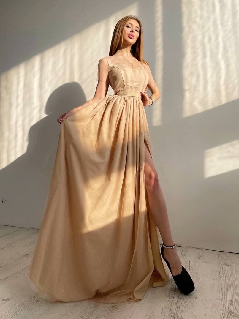 Платье-макси из сетки   с блестками  Платье-макси из сетки   с блестками  | PUSHKA SHOP