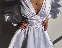 Атласна сукня з пишною подвійною спідницею та об‘ємними рукавами Атласна сукня з пишною подвійною спідницею та об‘ємними рукавами | PUSHKA SHOP