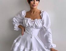 Сукня з воланами та шнурівкою  по спинці Сукня з воланами та шнурівкою  по спинці | PUSHKA SHOP