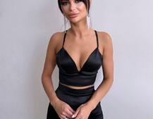 Комплект: топ з філіжанками + спідниця декорована бахромою зі страз  Комплект: топ з філіжанками + спідниця декорована бахромою зі страз  | PUSHKA SHOP