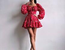 Сукня з квітковим принтом з воланами на ґудзиках  | PUSHKA SHOP