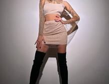 Комплект: топ + спідниця із сіткою зі стразами  Комплект: топ + спідниця із сіткою зі стразами  | PUSHKA SHOP