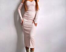 Трикотажна сукня міді  з чашечками  | PUSHKA SHOP