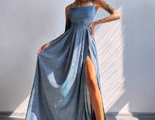 Сяюча сукня максі  зі шнурівкою на спинці Сяюча сукня максі  зі шнурівкою на спинці | PUSHKA SHOP