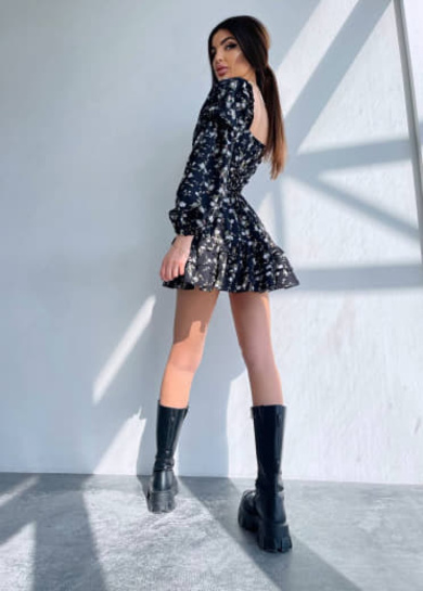 Сукня з квітковим принтом з воланами на ґудзиках  Сукня з квітковим принтом з воланами на ґудзиках  | PUSHKA SHOP