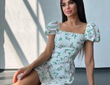 Сукня- міні у квітковий принт зі шнурівкою на спинці Сукня- міні у квітковий принт зі шнурівкою на спинці | PUSHKA SHOP